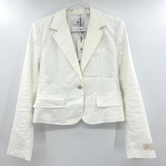 NWT Aritzia Babaton Mastery White Linen Blend Single Button Blazer Women's 4 - Picture 3 of 10